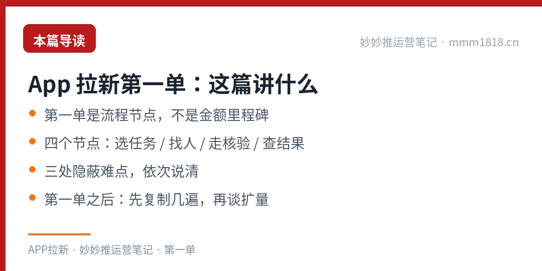 App 拉新第一单这篇的导读与结构