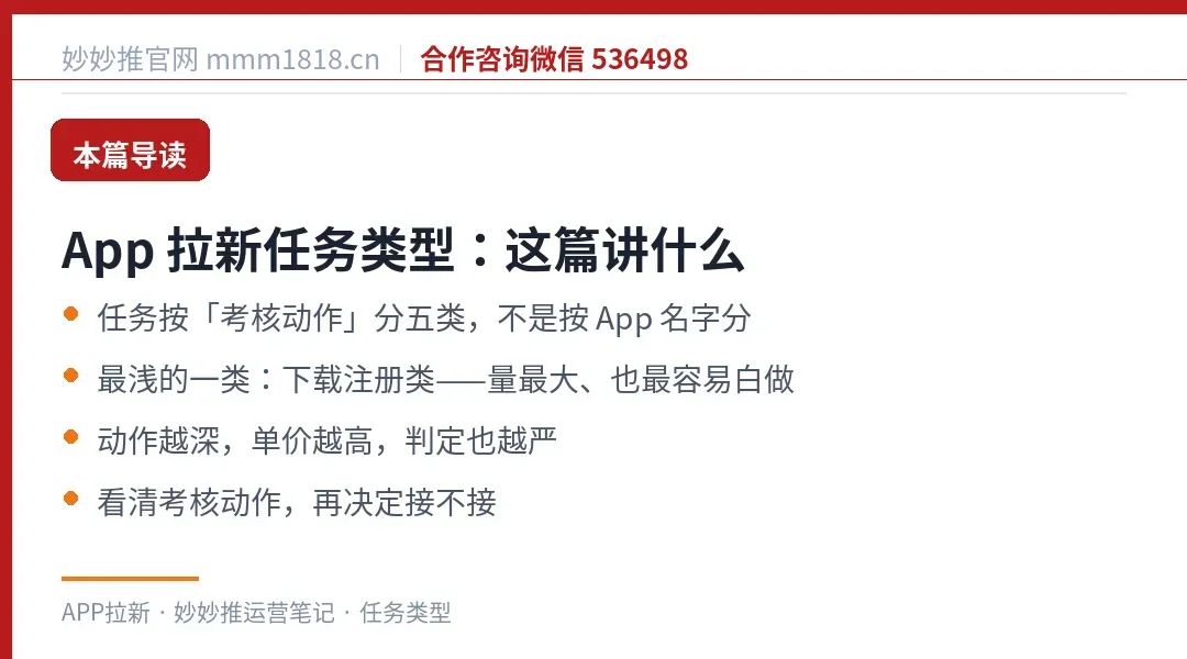 App 拉新任务类型这篇的导读与结构
