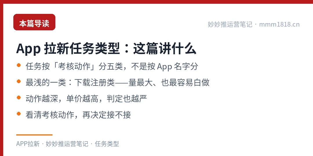 App 拉新任务类型这篇的导读与结构