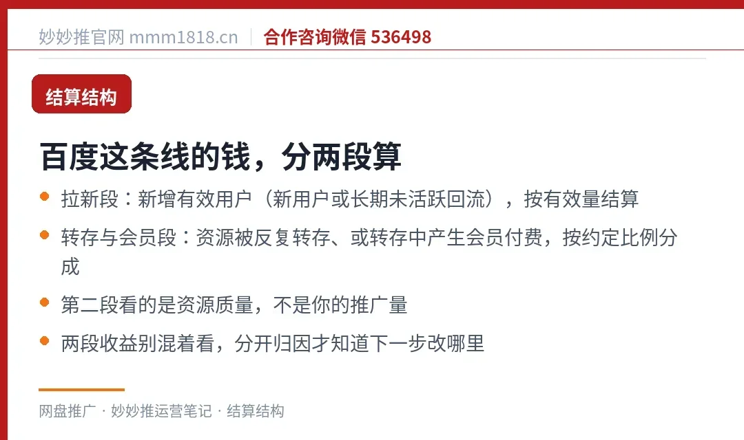 百度网盘拉新的两段结算结构
