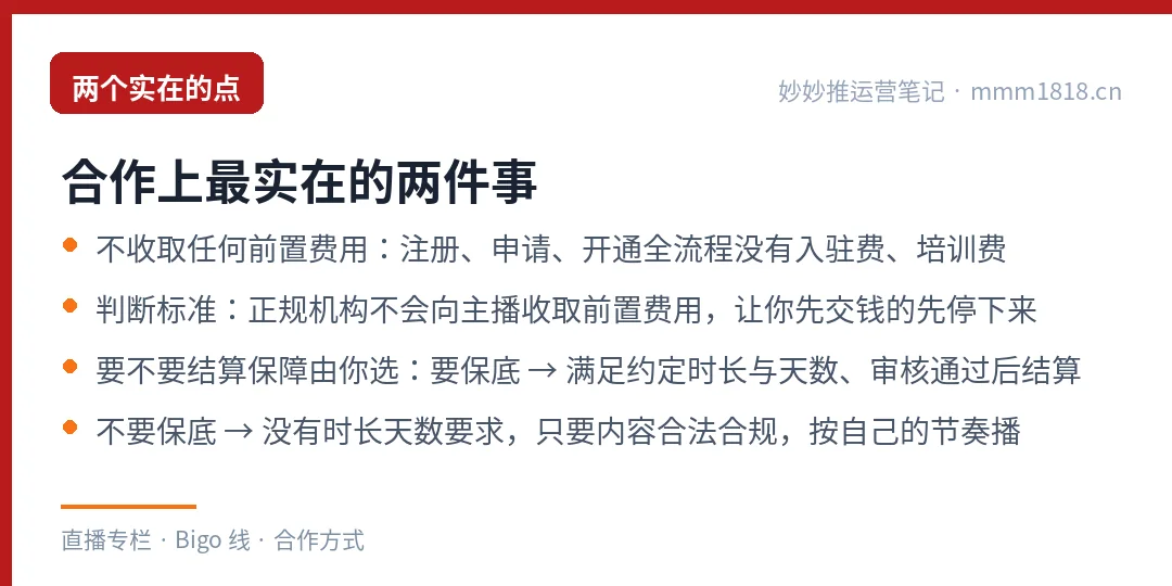 两个最实在的点:不收前置费用、要不要保底你自己选
