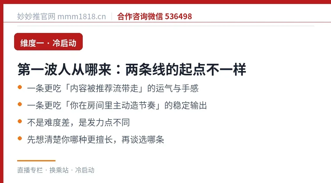 四个维度:冷启动、观众互动、收益门槛、你能投入什么