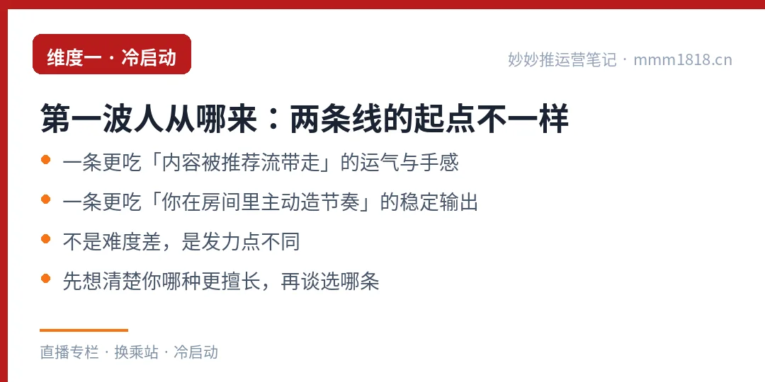 四个维度:冷启动、观众互动、收益门槛、你能投入什么