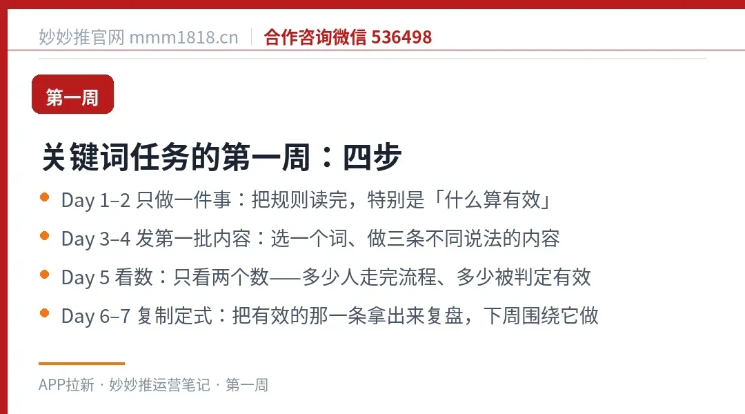 关键词任务第一周的四步