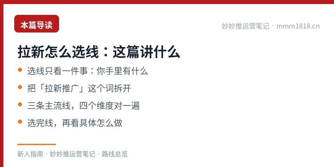 拉新路线总览这篇的导读与结构