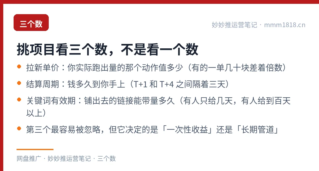 比较拉新项目要看三个数