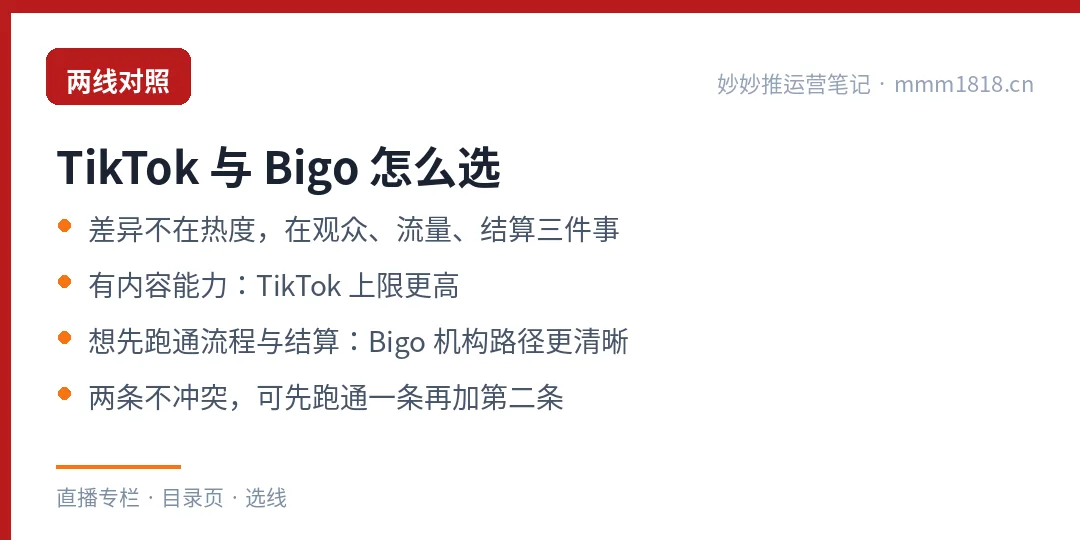TikTok 与 Bigo 的选择对照