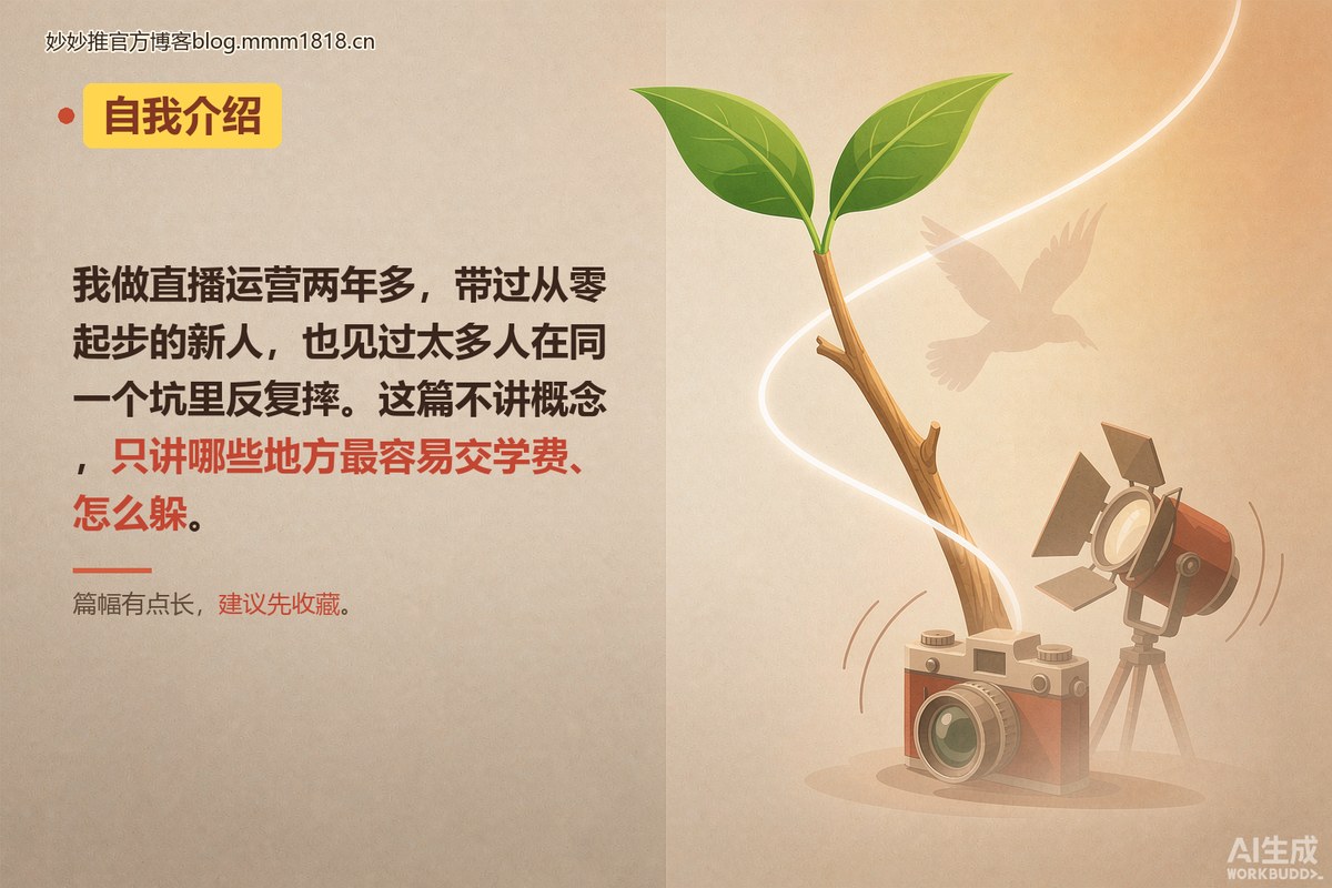 开场自我介绍卡:两年直播运营的自介与提醒