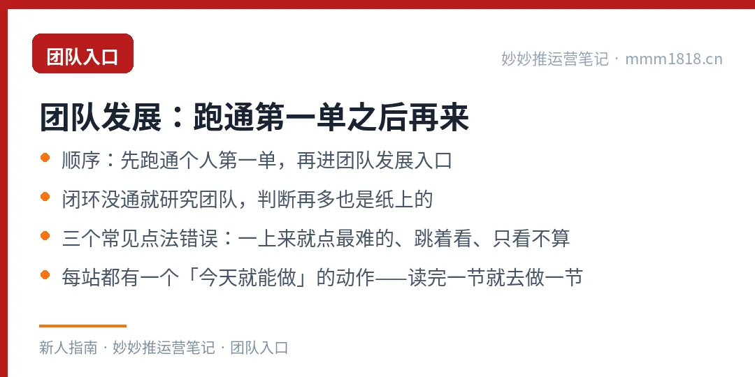 团队发展入口的使用时机