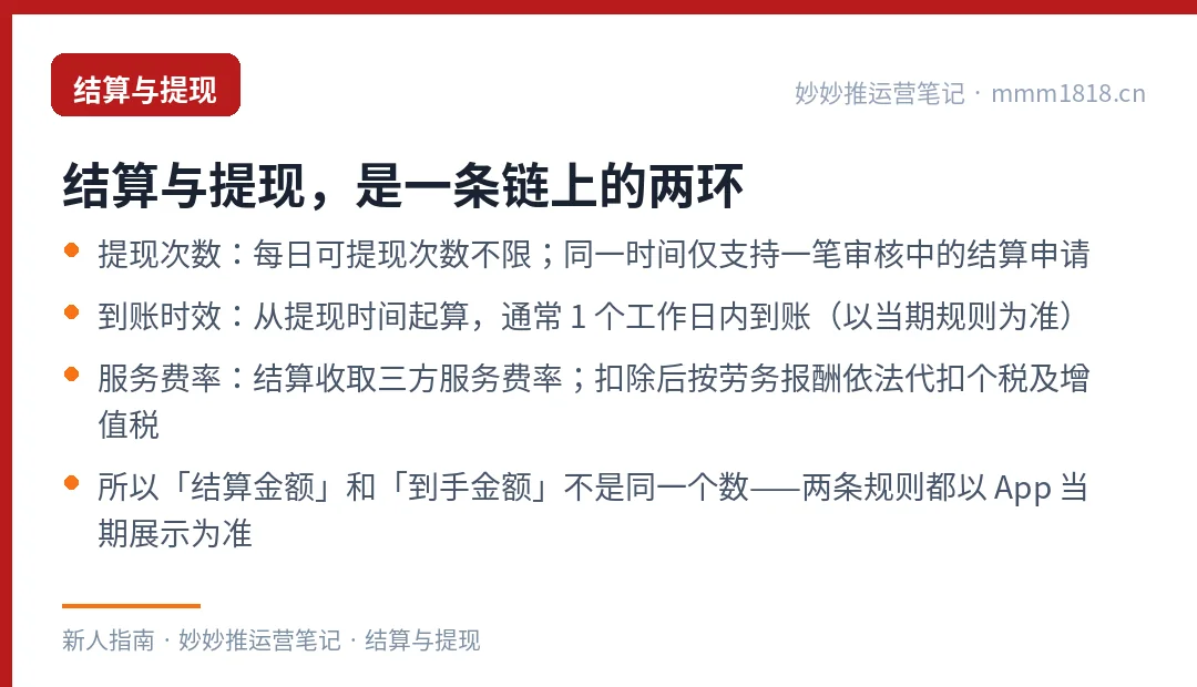 结算与提现的链路与口径