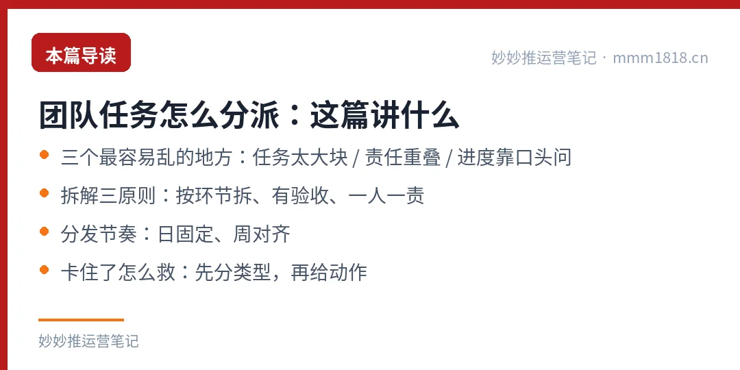 团队任务分派这篇的导读与结构