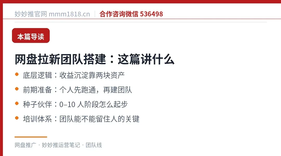 网盘拉新团队搭建这篇的导读与结构